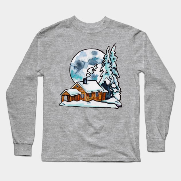 Cold Moon Long Sleeve T-Shirt by JenTheTracy